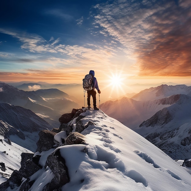 A person is climbing a rock with a rope