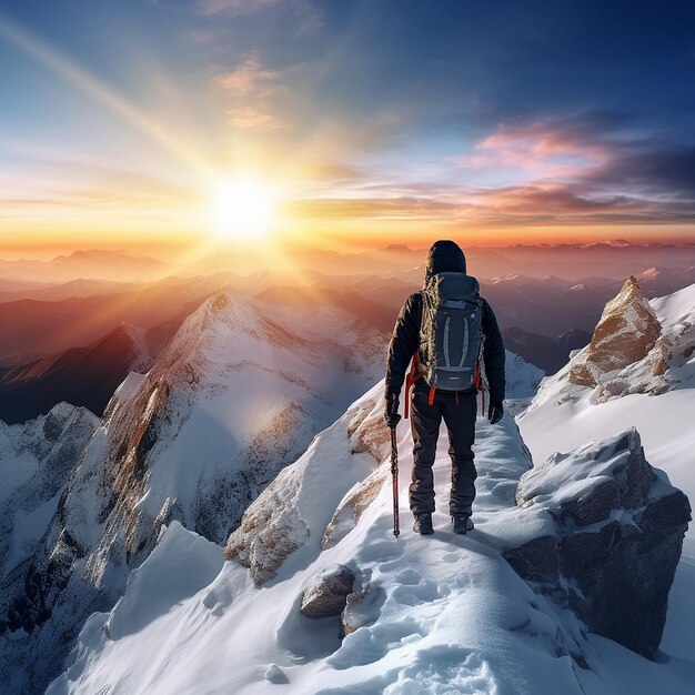 A person is climbing a rock with a rope