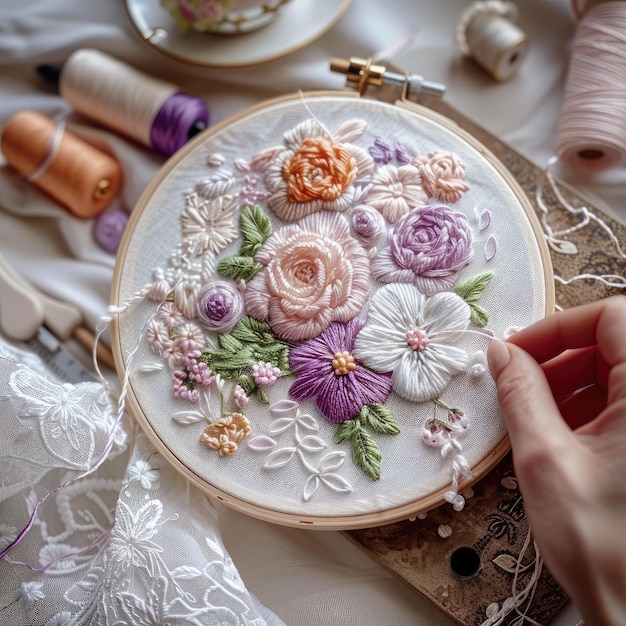 a person is cutting a piece of paper with a flower design on it