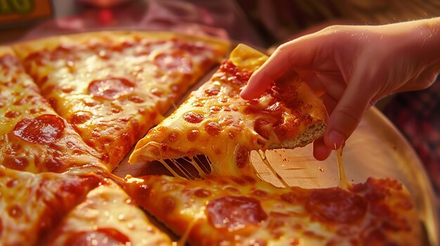 a person is cutting a slice of pizza with a knife