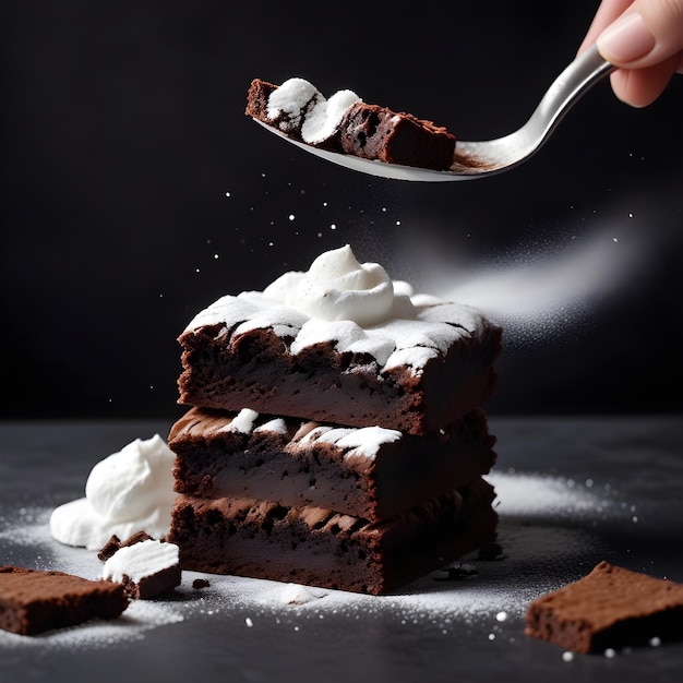 a person is eating a piece of cake with a spoon