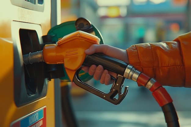 a person is filling up a gas pump with the word quot on it