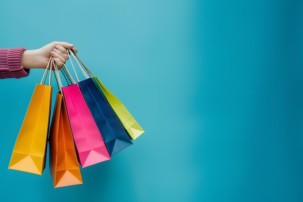 Photo a person is holding a bunch of shopping bags with one of them being a pink bag