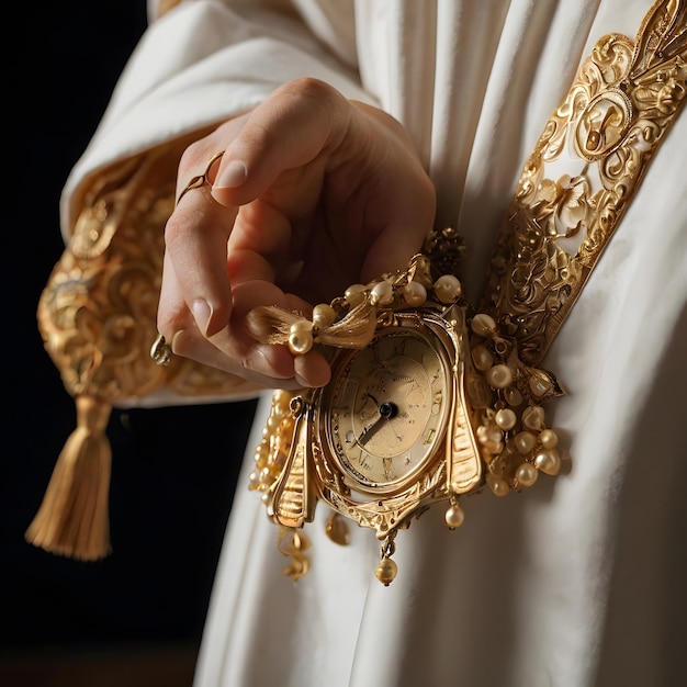 Photo a person is holding a clock that says it is 10 00