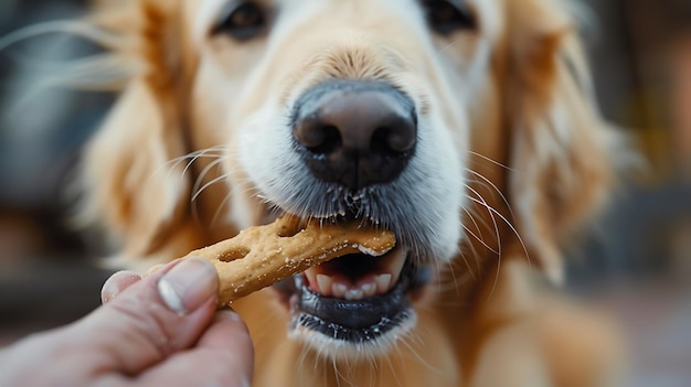 a person is holding a dog with a stick that has the dog on it