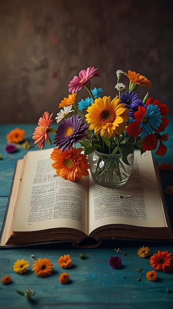 a person is holding a flower and a book with the words the word on it