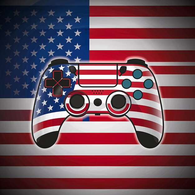 a person is holding a game controller with the american flag on it