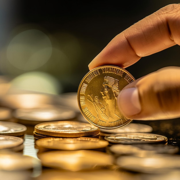 A person is holding a gold coin that says " liberty " on it.