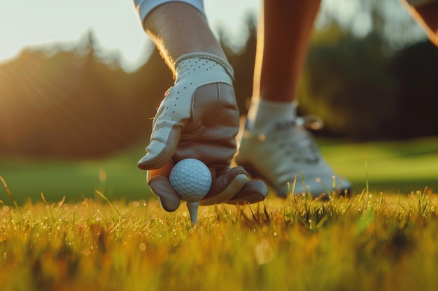 A person is holding a golf ball and putting it into a hole