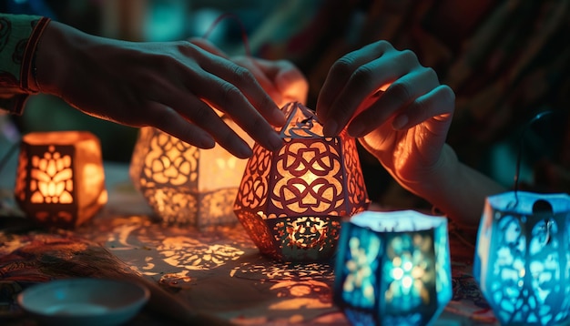 Photo a person is holding a lantern