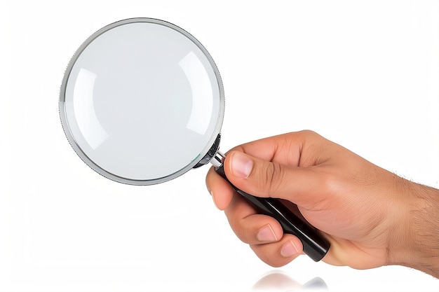 a person is holding a magnifying glass over their finger