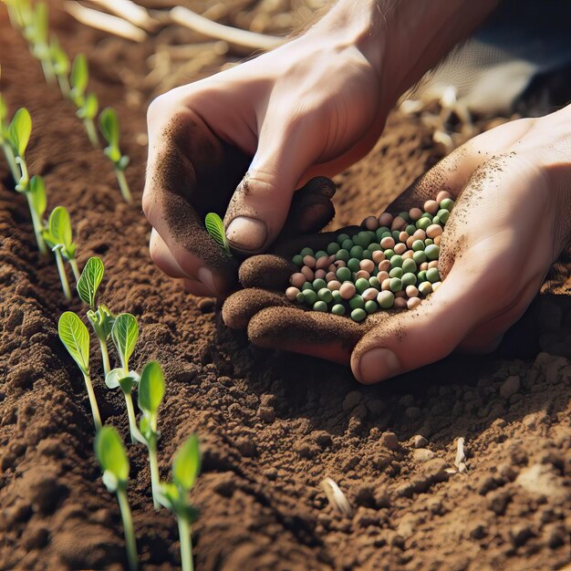 Photo a person is holding seedlings in their hands