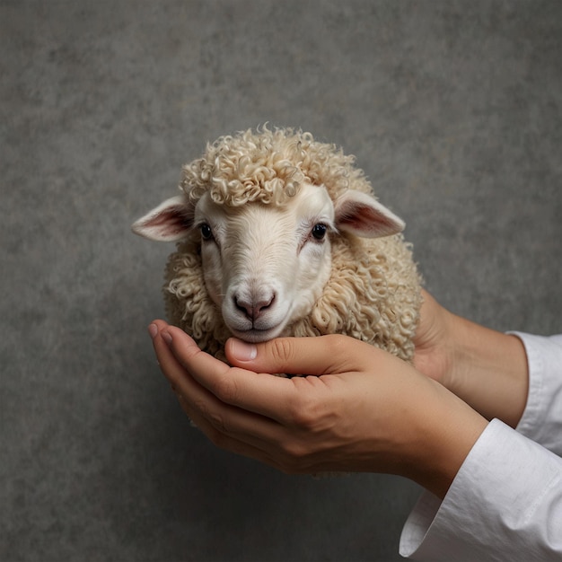 Photo a person is holding a sheep with a shirt that says quot sheep quot