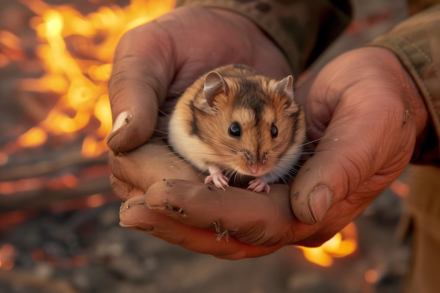 A person is holding a small animal in their hand