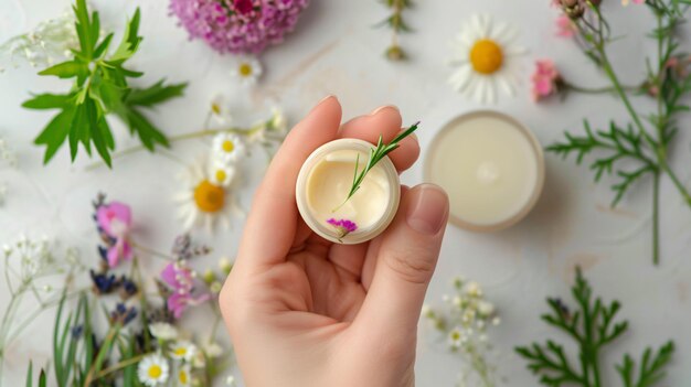 Photo a person is holding a small egg with a flower in it