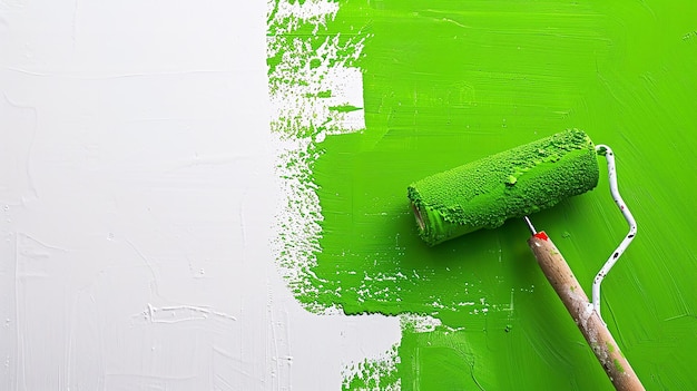 a person is painting a green bottle with the word on it