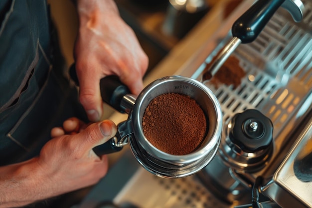 Photo a person is pouring a cup of chocolate into a cup