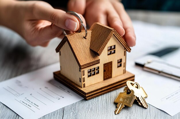 a person is putting a key in a house with keys on it