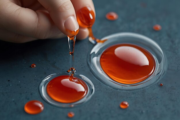 Photo a person is putting liquid in a drop of liquid