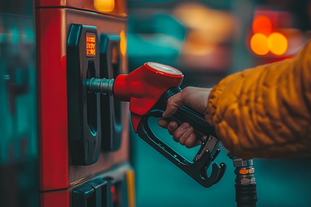 Photo a person is putting the red plug on a machine that says quot tp quot