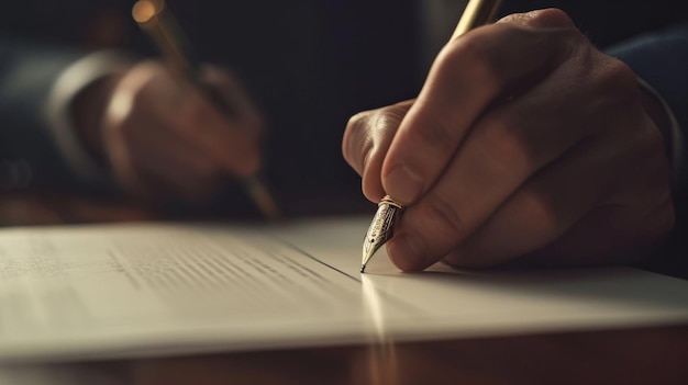 A person is seen writing on a piece of paper using a pen This image can be used to depict activities such as notetaking writing education or communication