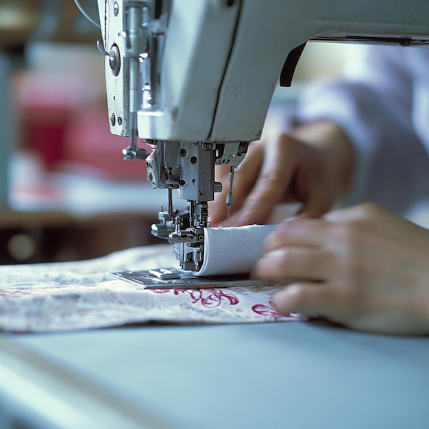 Photo a person is sewing a piece of paper with the word  s  on it