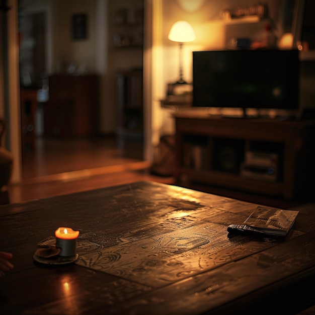 a person is sitting at a table with a candle on it