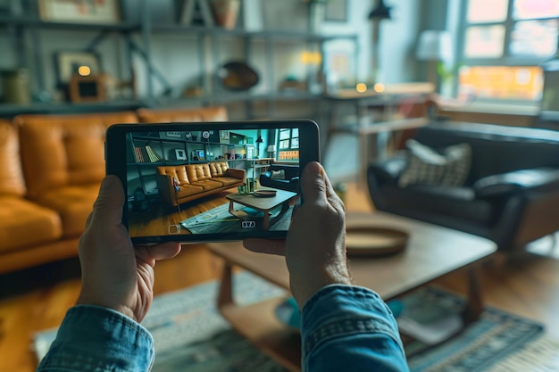 a person is taking a picture of a house with a camera