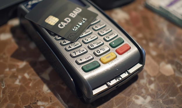 Photo a person is using a credit card in a parking meter