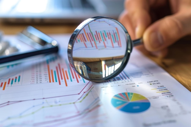 a person is using a magnifying glass to measure the number of data