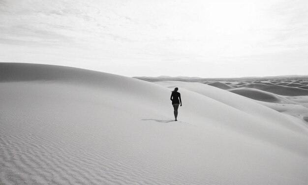 a person is walking in the snow with a backpack on