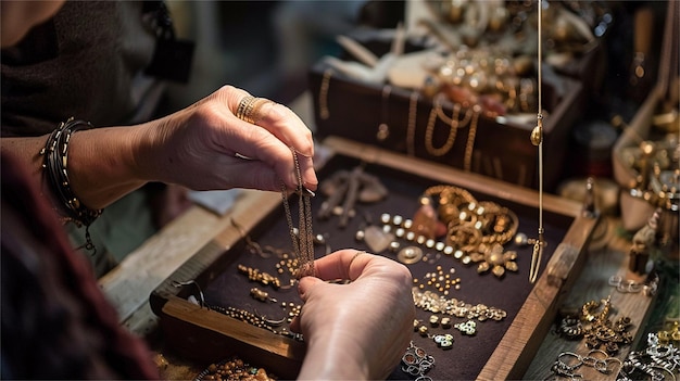 Photo a person is working on jewelry and is playing with a hand