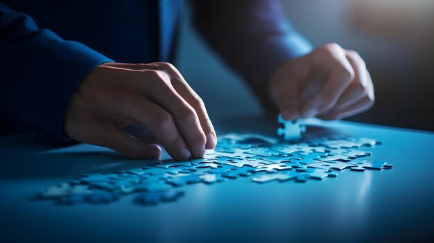 Photo a person is working on a puzzle that has the word puzzle on it