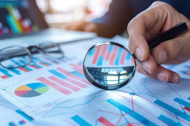 a person looking through a magnifying glass