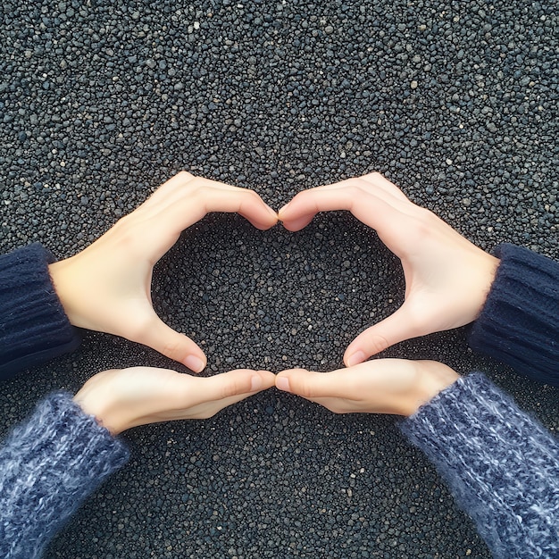 Photo a person making a heart with their hands on a black background