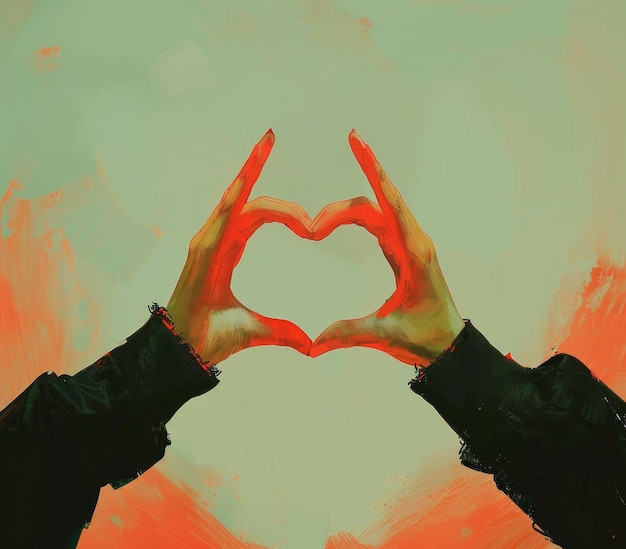 Person making red heart with hands princesscore style spiritual symbolism and intuitive gestures