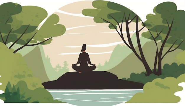 person meditates in nature eyes closed radiating inner peace