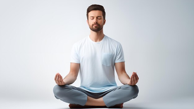 Person meditating promoting mindfulness Person meditating promoting mindfulness