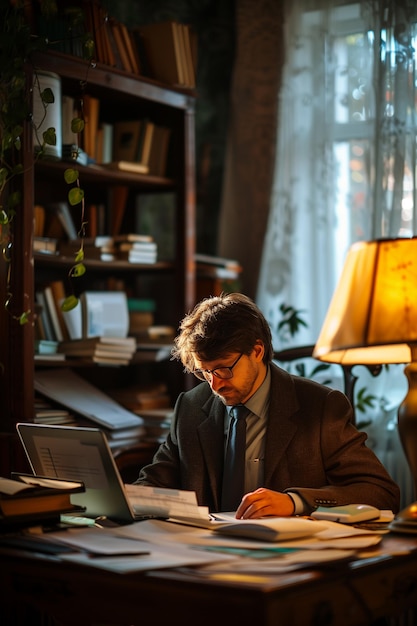 A person meeting with a tax advisor to discuss tax planning strategies Man in suit and tie sitting a