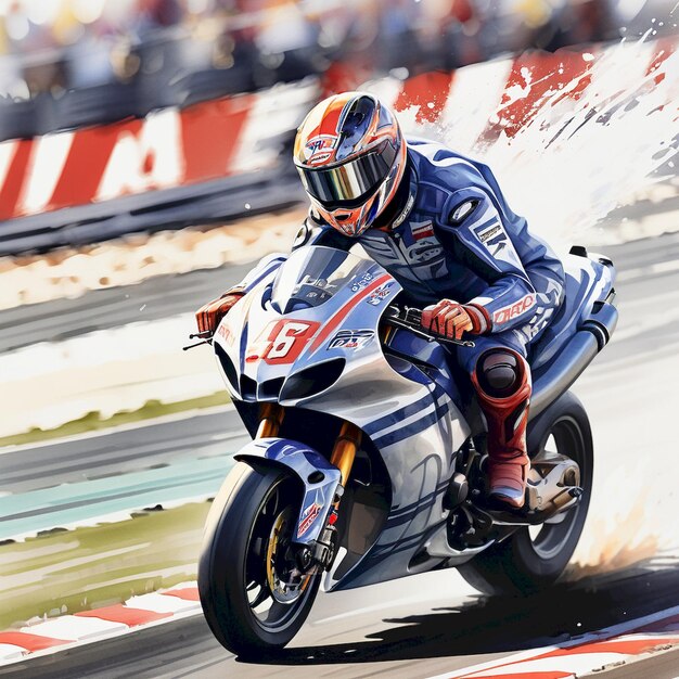 Photo a person on a motorcycle is racing on a track with a banner that says quot honda quot on it