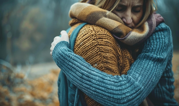 Photo person offering comfort to a stranger in distress