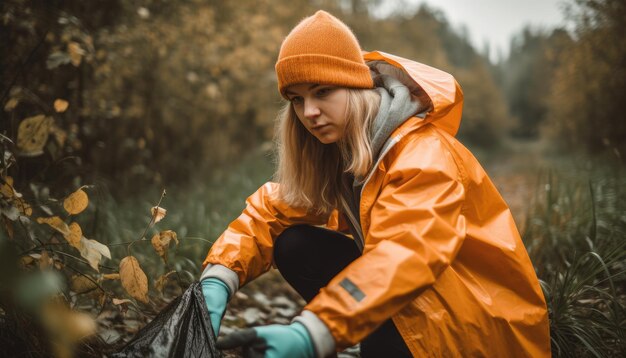 A person participating in a local community cleanup event picking up environment clean