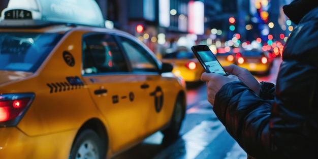 A person paying for a taxi ride with a mobile payment app