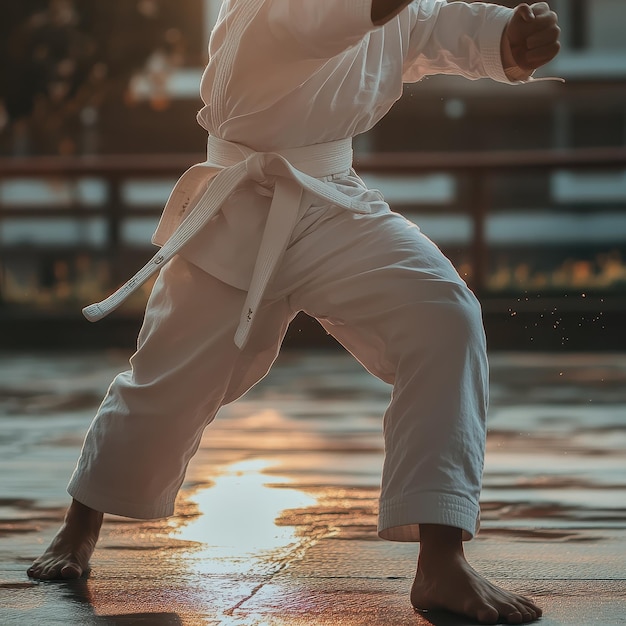 Photo a person performing a karate move