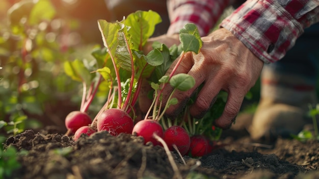 Person Picking Radishes