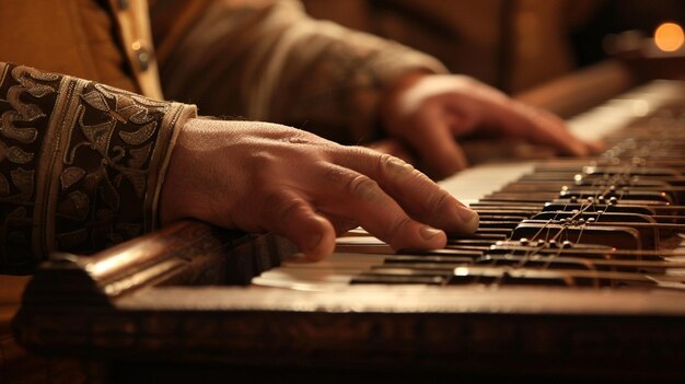 Photo a person playing a keyboard with a keyboard that says  the keys