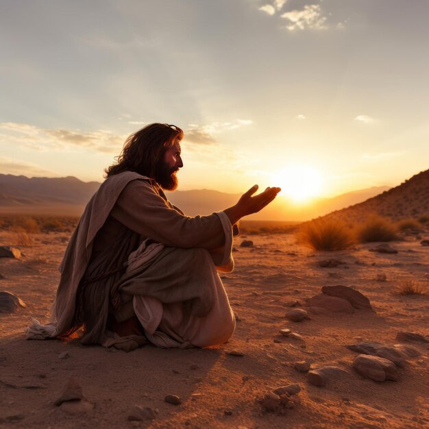 A person in prayer seeking guidance and solace enveloped by the calm of nature