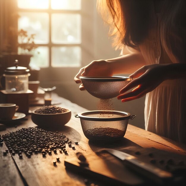 Photo person preparing coffee 7