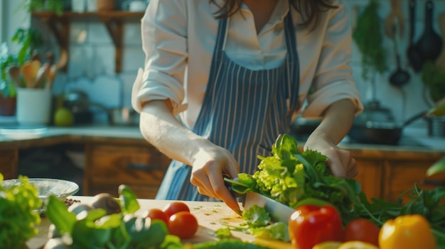 A person preparing food at home with a sharp knife and a cutting board