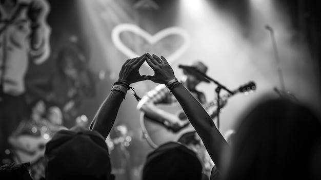 Photo person raising hands at concert